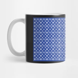 COVID 19 Pattern Blue White Mug